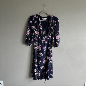 Eliza J Navy Floral Midi Dress